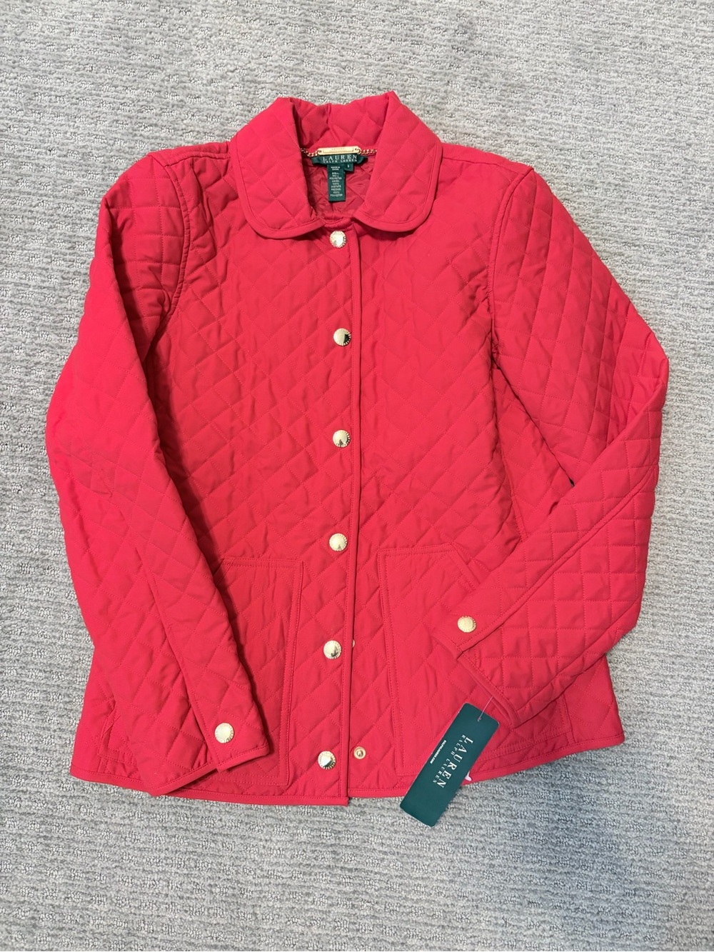 Ralph Lauren Quilted Red Button-Front Jacket